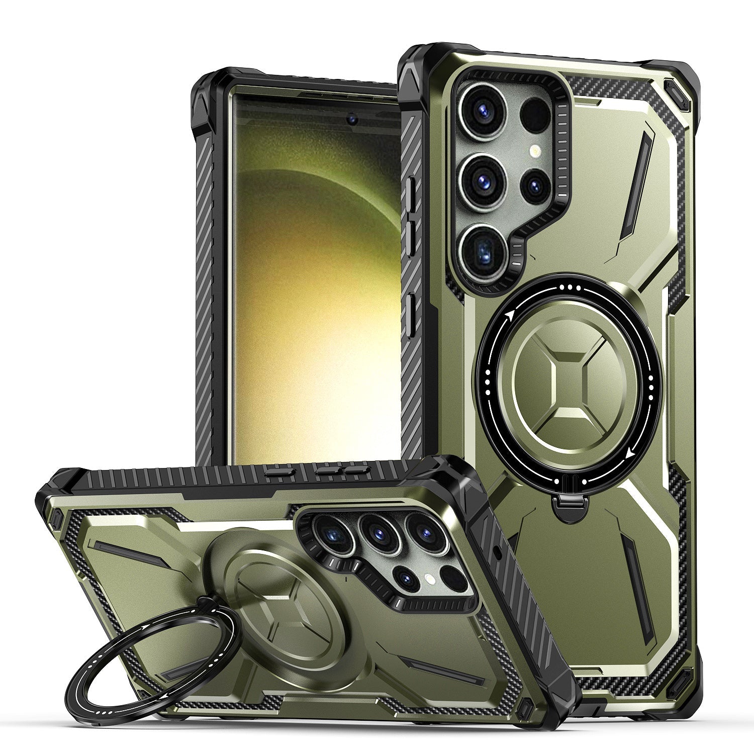 MagSafe-compatible, anti-fingerprint phone case with foldable stand(Samsung Galaxy S23 Ultra)