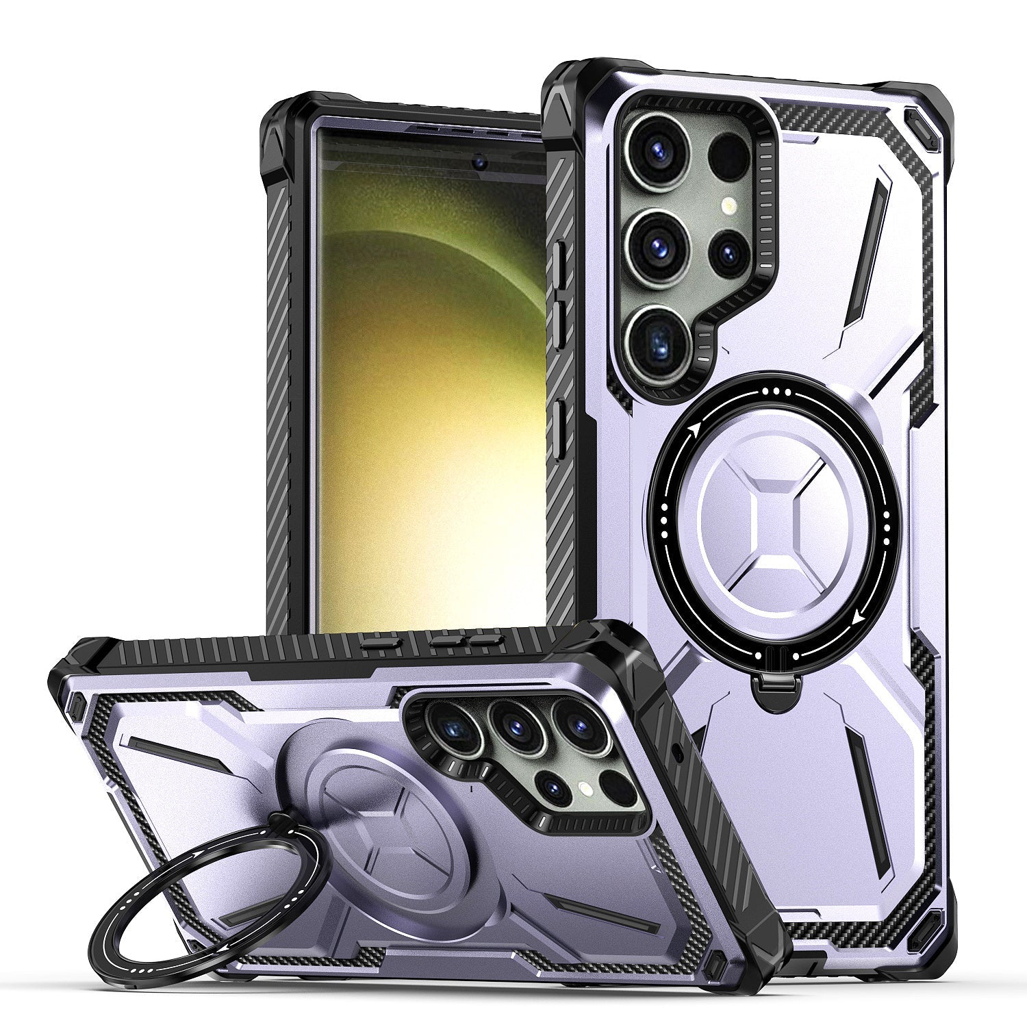 MagSafe-compatible, anti-fingerprint phone case with foldable stand(Samsung Galaxy S23 Ultra)