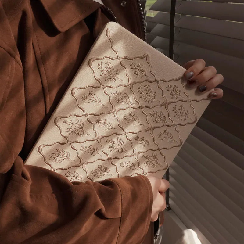 MacBook Case Embossed Flora Light Brown
