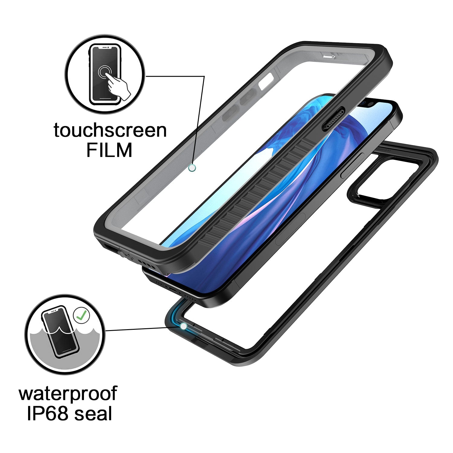 TPU+PET+PC material snowproof, waterproof, dustproof, and shockproof phone case(iPhone 12/12 mini/12 Pro/12 Pro Max)