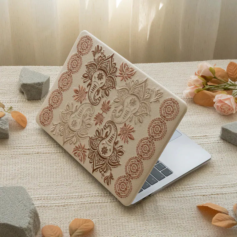 MacBook Case Dark and light brown textured stitching
