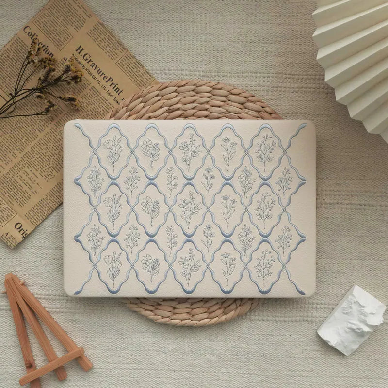 MacBook Case Embossed Floral Light Blue