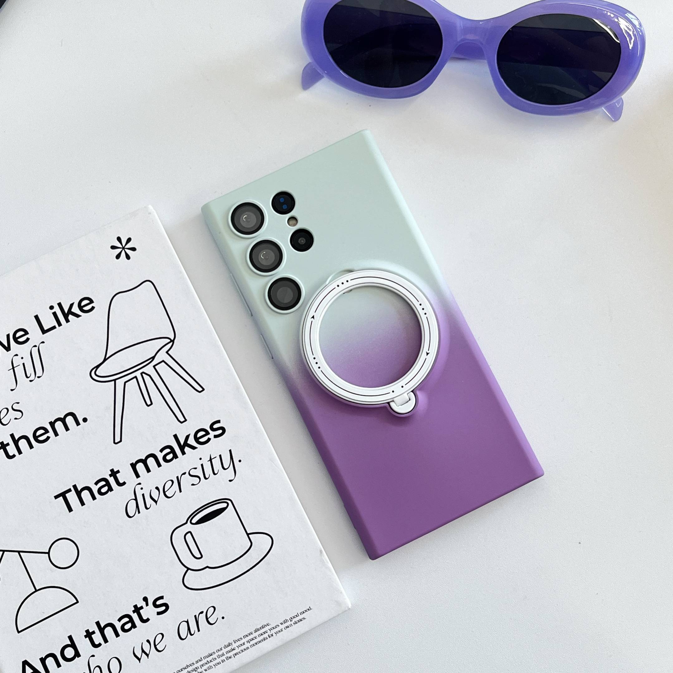 Magnetic TPU+PC Protective Case with 360° Rotating Stand (Samsung Galaxy S23 Ultra）